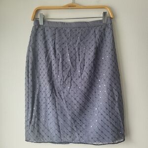 Hugo Buscati Gray Embellished Sequence And Beads Silk Skirt Sz 8
